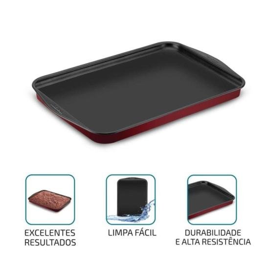 Assadeira Retangular Rochedo Dura+ Antiaderente 37,3x25,5cm por 0,00 à vista no boleto/pix ou parcele em até 1x sem juros. Compre na loja Mundomax!