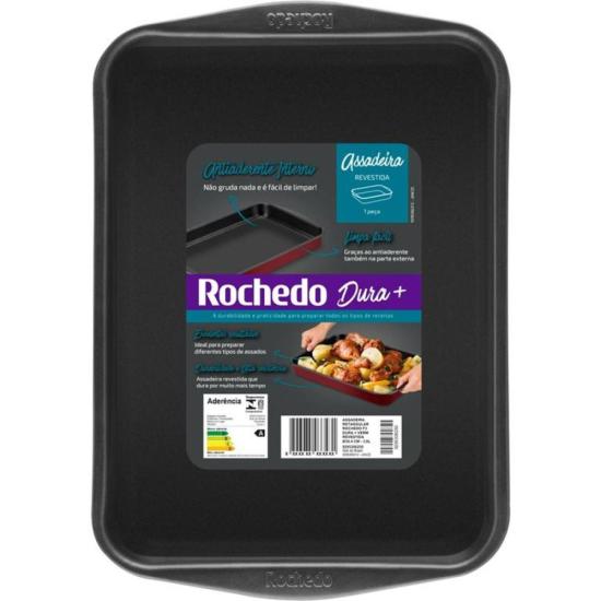 Assadeira Retangular Rochedo Dura+ Antiaderente 37,3x25,5cm por 0,00 à vista no boleto/pix ou parcele em até 1x sem juros. Compre na loja Mundomax!