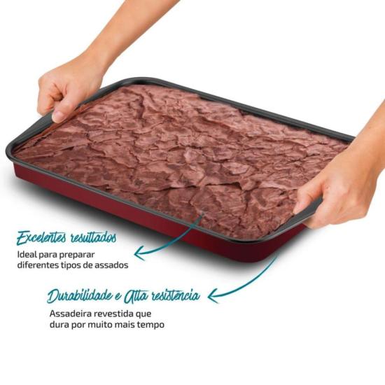 Assadeira Retangular Rochedo Dura+ Antiaderente 37,3x25,5cm por 0,00 à vista no boleto/pix ou parcele em até 1x sem juros. Compre na loja Mundomax!