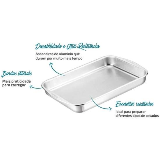 Assadeira Retangular Rochedo Dura+ Polida por 0,00 à vista no boleto/pix ou parcele em até 1x sem juros. Compre na loja Mundomax!