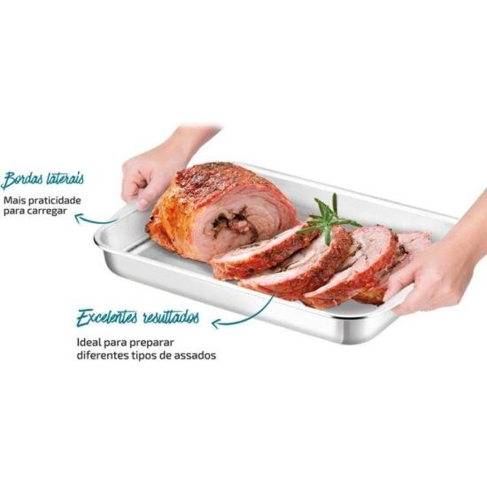 Assadeira Retangular Rochedo Dura+ Polida por 0,00 à vista no boleto/pix ou parcele em até 1x sem juros. Compre na loja Mundomax!