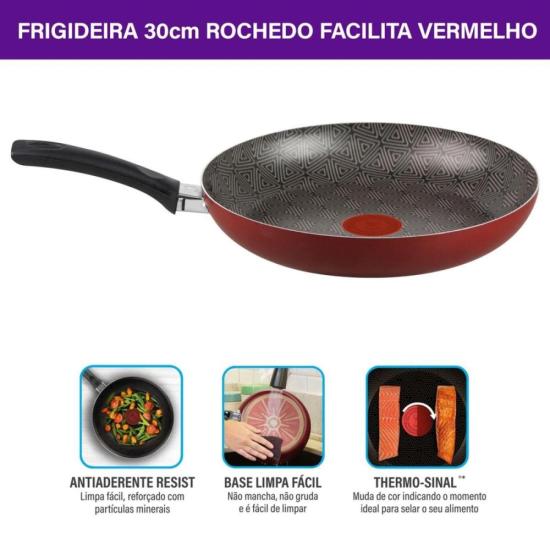 Frigideira Rochedo Facilita Vermelho 30cm por 414,00 à vista no boleto/pix ou parcele em até 10x sem juros. Compre na loja Mundomax!