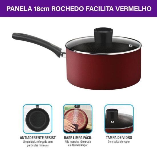 Panela Rochedo Facilita Vermelho 18cm por 298,00 à vista no boleto/pix ou parcele em até 10x sem juros. Compre na loja Mundomax!