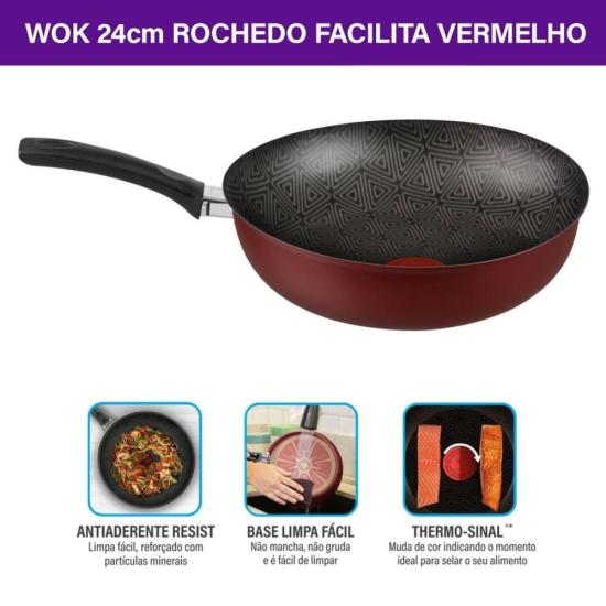 Frigideira Wok Rochedo Facilita Vermelho 24cm por 370,00 à vista no boleto/pix ou parcele em até 10x sem juros. Compre na loja Mundomax!