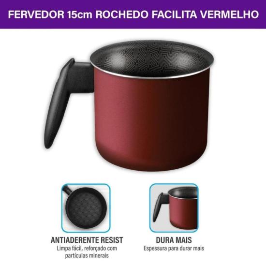 Fervedor Rochedo Facilita Vermelho 15cm por 225,00 à vista no boleto/pix ou parcele em até 9x sem juros. Compre na loja Mundomax!