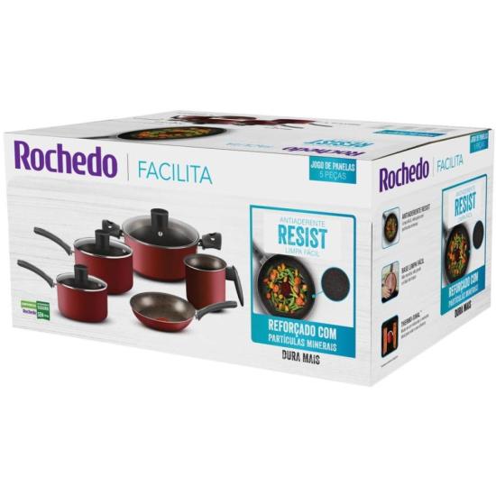 Jogo de Panelas Rochedo Facilita Vermelho 5 Peças por 642,00 à vista no boleto/pix ou parcele em até 10x sem juros. Compre na loja Mundomax!