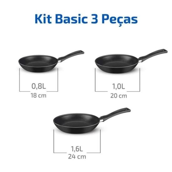 Kit de Frigideiras Rochedo Basic 18cm, 20cm e 24cm por 385,00 à vista no boleto/pix ou parcele em até 10x sem juros. Compre na loja Mundomax!