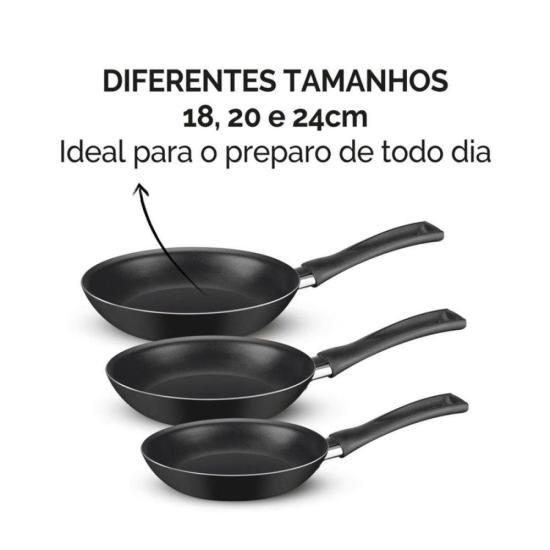 Kit de Frigideiras Rochedo Basic 18cm, 20cm e 24cm por 385,00 à vista no boleto/pix ou parcele em até 10x sem juros. Compre na loja Mundomax!