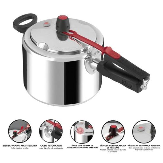 Panela de Pressão Clock Original+ Fechamento Interno 4,5L por 137,00 à vista no boleto/pix ou parcele em até 5x sem juros. Compre na loja Mundomax!