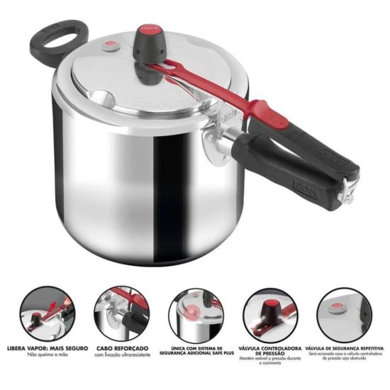 Panela de Pressão Clock Original+ Fechamento Interno 7L por 171,00 à vista no boleto/pix ou parcele em até 6x sem juros. Compre na loja Mundomax!
