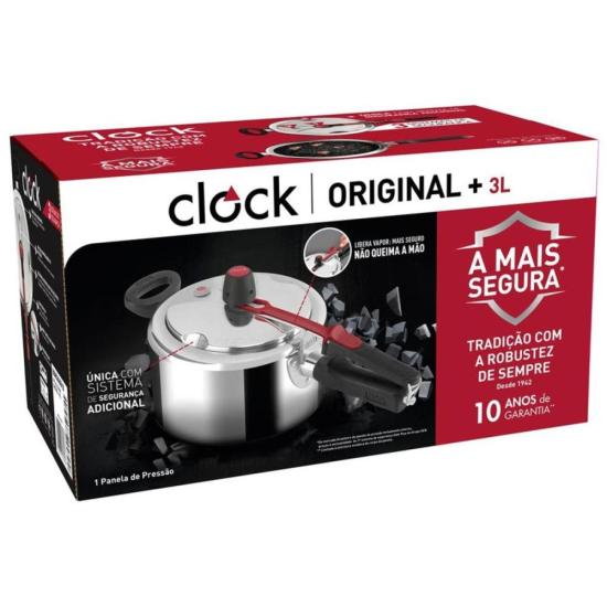 Panela de Pressão Clock Original+ Fechamento Interno 3L por 118,00 à vista no boleto/pix ou parcele em até 4x sem juros. Compre na loja Mundomax!
