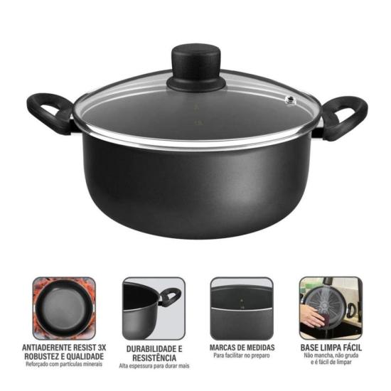 Caçarola Rochedo Robusta Grafite 24cm por 546,00 à vista no boleto/pix ou parcele em até 10x sem juros. Compre na loja Mundomax!