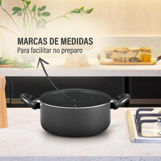 Caçarola Rochedo Robusta Grafite 24cm por 546,00 à vista no boleto/pix ou parcele em até 10x sem juros. Compre na loja Mundomax!