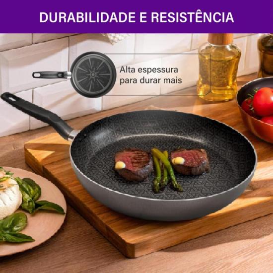 Frigideira Rochedo Robusta Grafite 26cm por 444,00 à vista no boleto/pix ou parcele em até 10x sem juros. Compre na loja Mundomax!