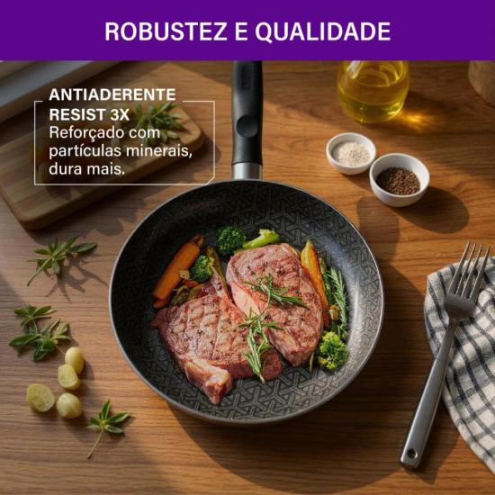 Frigideira Rochedo Robusta Grafite 30cm por 508,00 à vista no boleto/pix ou parcele em até 10x sem juros. Compre na loja Mundomax!