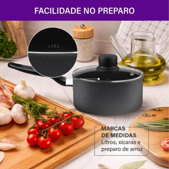 Panela Rochedo Robusta Grafite 18cm por 385,00 à vista no boleto/pix ou parcele em até 10x sem juros. Compre na loja Mundomax!