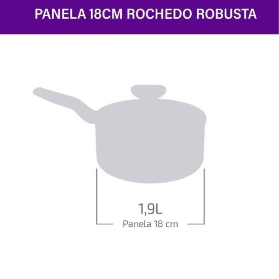Panela Rochedo Robusta Grafite 18cm por 385,00 à vista no boleto/pix ou parcele em até 10x sem juros. Compre na loja Mundomax!