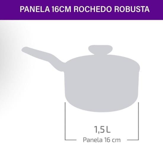 Panela Rochedo Robusta Grafite 16cm por 321,00 à vista no boleto/pix ou parcele em até 10x sem juros. Compre na loja Mundomax!