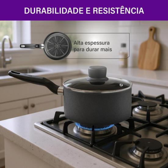 Jogo de Panelas Rochedo Robusta Grafite 5 Peças por 712,00 à vista no boleto/pix ou parcele em até 10x sem juros. Compre na loja Mundomax!