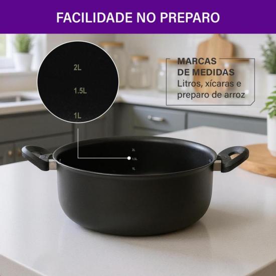 Caçarola Rochedo Robusta Grafite 20cm por 466,00 à vista no boleto/pix ou parcele em até 10x sem juros. Compre na loja Mundomax!