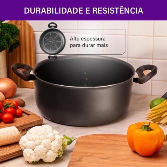 Caçarola Rochedo Robusta Grafite 20cm por 466,00 à vista no boleto/pix ou parcele em até 10x sem juros. Compre na loja Mundomax!