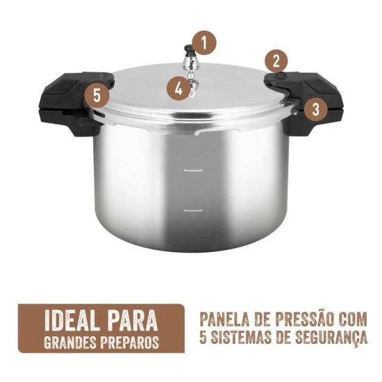 Panela de Pressão de Alta Capacidade Rochedo Pro 15L por 540,00 à vista no boleto/pix ou parcele em até 10x sem juros. Compre na loja Mundomax!