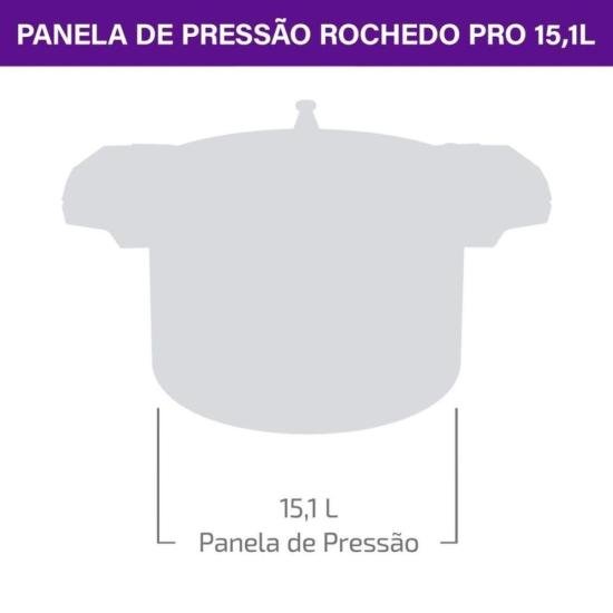 Panela de Pressão de Alta Capacidade Rochedo Pro 15L por 540,00 à vista no boleto/pix ou parcele em até 10x sem juros. Compre na loja Mundomax!