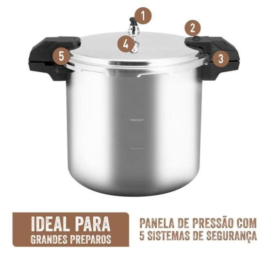 Panela de Pressão de Alta Capacidade Rochedo Pro 20L por 580,00 à vista no boleto/pix ou parcele em até 10x sem juros. Compre na loja Mundomax!