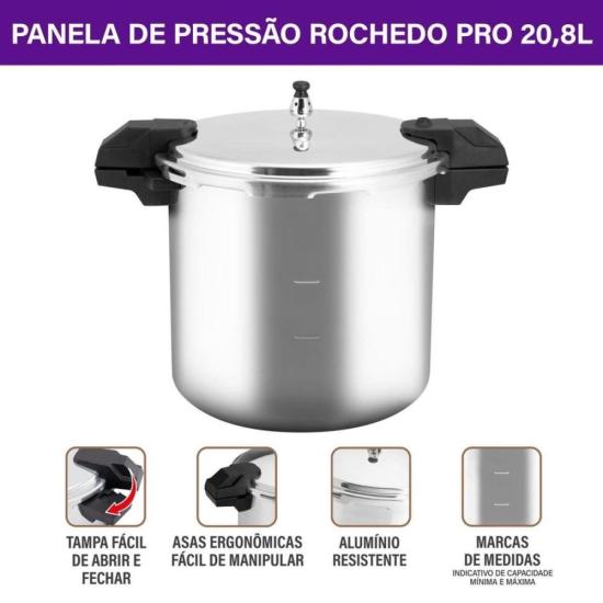 Panela de Pressão de Alta Capacidade Rochedo Pro 20L por 580,00 à vista no boleto/pix ou parcele em até 10x sem juros. Compre na loja Mundomax!