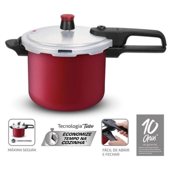 Panela de Pressão Rochedo Segura Fechamento Externo 4,5 Litros Vermelha por 0,00 à vista no boleto/pix ou parcele em até 1x sem juros. Compre na loja Mundomax!