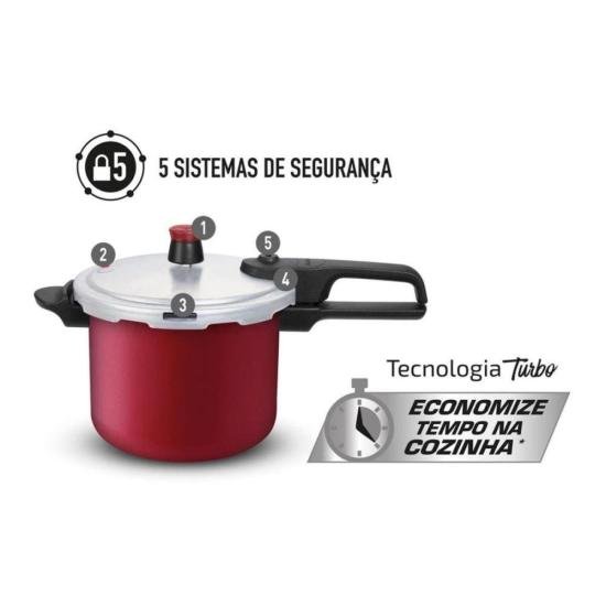 Panela de Pressão Rochedo Segura Fechamento Externo 4,5 Litros Vermelha por 0,00 à vista no boleto/pix ou parcele em até 1x sem juros. Compre na loja Mundomax!