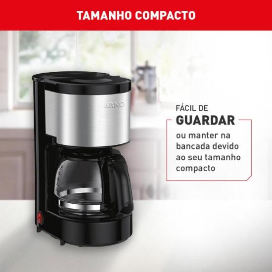 Cafeteira Elétrica Arno Perfectta Inox 600ml Jarra de Vidro 220V por 164,00 à vista no boleto/pix ou parcele em até 6x sem juros. Compre na loja Mundomax!