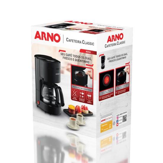 Cafeteira Elétrica Arno Classic Preta 127V por 159,00 à vista no boleto/pix ou parcele em até 6x sem juros. Compre na loja Mundomax!