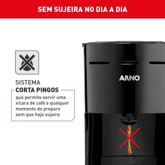 Cafeteira Elétrica Arno Classic Preta 127V por 159,00 à vista no boleto/pix ou parcele em até 6x sem juros. Compre na loja Mundomax!