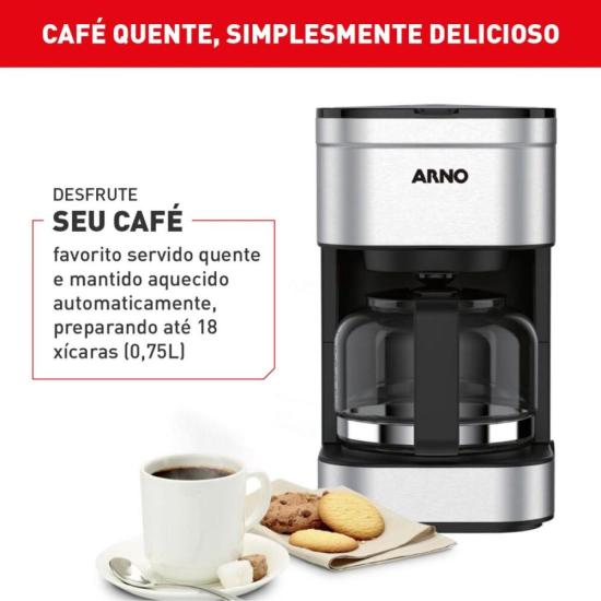 Cafeteira Elétrica Arno Preferita Inox 750ml Jarra de Vidro 127V por 250,00 à vista no boleto/pix ou parcele em até 10x sem juros. Compre na loja Mundomax!