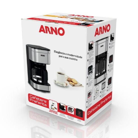 Cafeteira Elétrica Arno Preferita Inox 750ml Jarra de Vidro 220V por 215,00 à vista no boleto/pix ou parcele em até 8x sem juros. Compre na loja Mundomax!