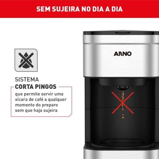 Cafeteira Elétrica Arno Preferita Inox 750ml Jarra de Vidro 220V por 215,00 à vista no boleto/pix ou parcele em até 8x sem juros. Compre na loja Mundomax!