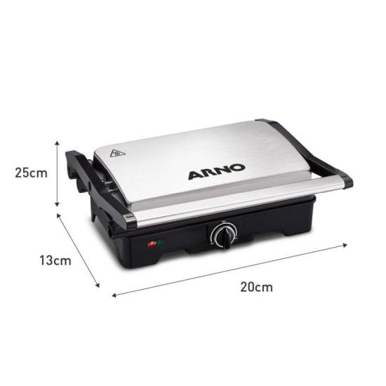 Grill Arno Dual GNOX Inox Com Abertura de 180° 127v por 291,00 à vista no boleto/pix ou parcele em até 10x sem juros. Compre na loja Mundomax!