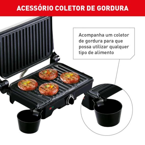 Grill Arno Dual GNOX Inox Com Abertura de 180° 220v por 291,00 à vista no boleto/pix ou parcele em até 10x sem juros. Compre na loja Mundomax!