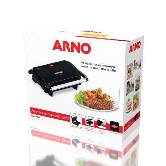 Grill Arno Compact GPTO Preto 127v por 188,00 à vista no boleto/pix ou parcele em até 7x sem juros. Compre na loja Mundomax!