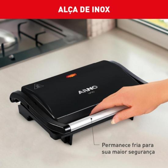 Grill Arno Compact GPTO Preto 220v por 188,00 à vista no boleto/pix ou parcele em até 7x sem juros. Compre na loja Mundomax!