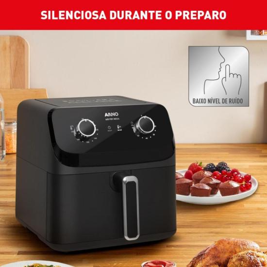 Fritadeira Sem Óleo Air Fryer Arno Mega AFM7 7,5L Preta 127V por 599,00 à vista no boleto/pix ou parcele em até 10x sem juros. Compre na loja Mundomax!