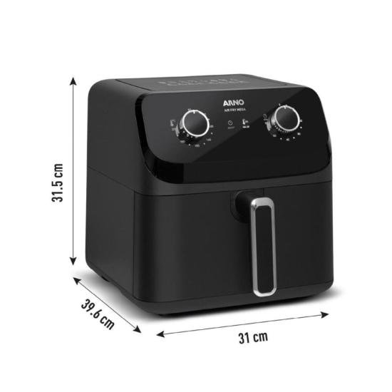 Fritadeira Sem Óleo Air Fryer Arno Mega AFM7 7,5L Preta 127V por 599,00 à vista no boleto/pix ou parcele em até 10x sem juros. Compre na loja Mundomax!