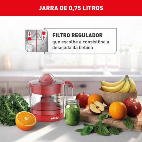 Espremedor de Frutas Arno Express CP32 40W 750ml Vermelho 220V por 137,00 à vista no boleto/pix ou parcele em até 5x sem juros. Compre na loja Mundomax!
