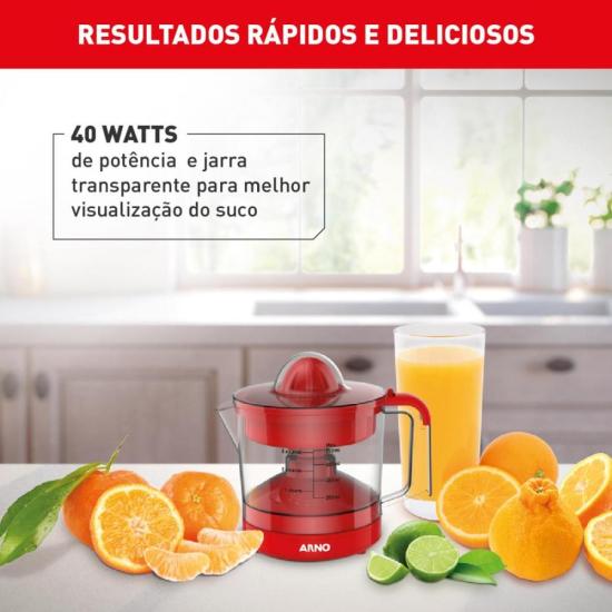 Espremedor de Frutas Arno Express CP32 40W 750ml Vermelho 127V por 137,00 à vista no boleto/pix ou parcele em até 5x sem juros. Compre na loja Mundomax!