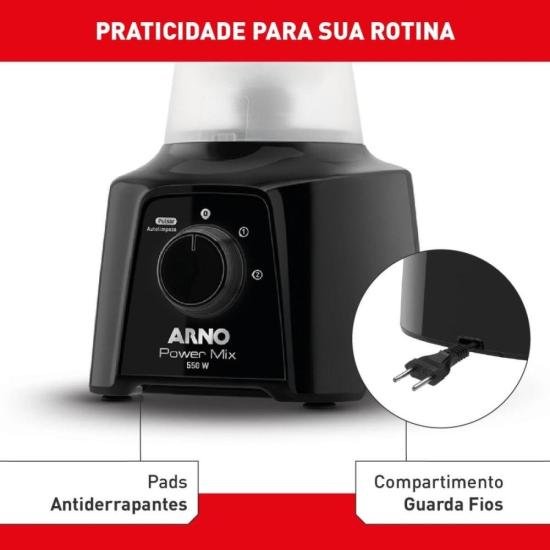 Liquidificador Arno Power Mix LQ10 550W Preto 220V por 143,00 à vista no boleto/pix ou parcele em até 5x sem juros. Compre na loja Mundomax!