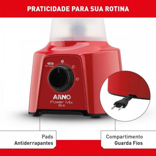 Liquidificador Arno Power Mix LQ11 550W Vermelho 220V por 128,00 à vista no boleto/pix ou parcele em até 5x sem juros. Compre na loja Mundomax!