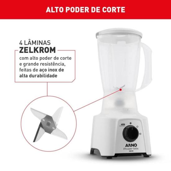 Liquidificador Arno Power Mix LQ12 550W Branco 220V por 128,00 à vista no boleto/pix ou parcele em até 5x sem juros. Compre na loja Mundomax!