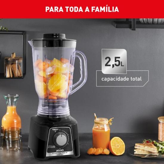 Liquidificador Arno Power Mix LQ33 700W Limpa Fácil Preto 220V por 204,00 à vista no boleto/pix ou parcele em até 8x sem juros. Compre na loja Mundomax!