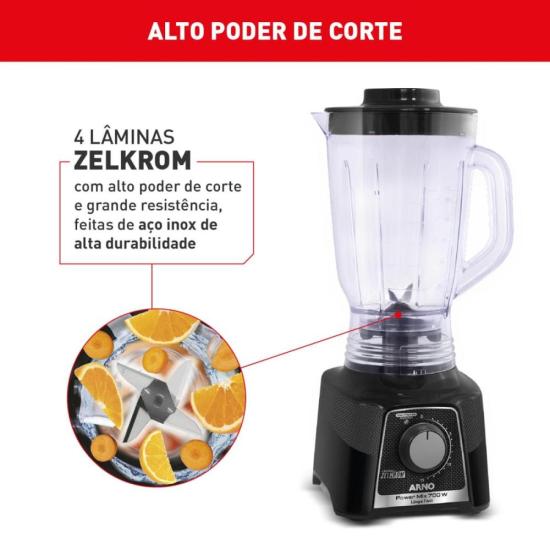 Liquidificador Arno Power Mix LQ33 700W Limpa Fácil Preto 220V por 204,00 à vista no boleto/pix ou parcele em até 8x sem juros. Compre na loja Mundomax!